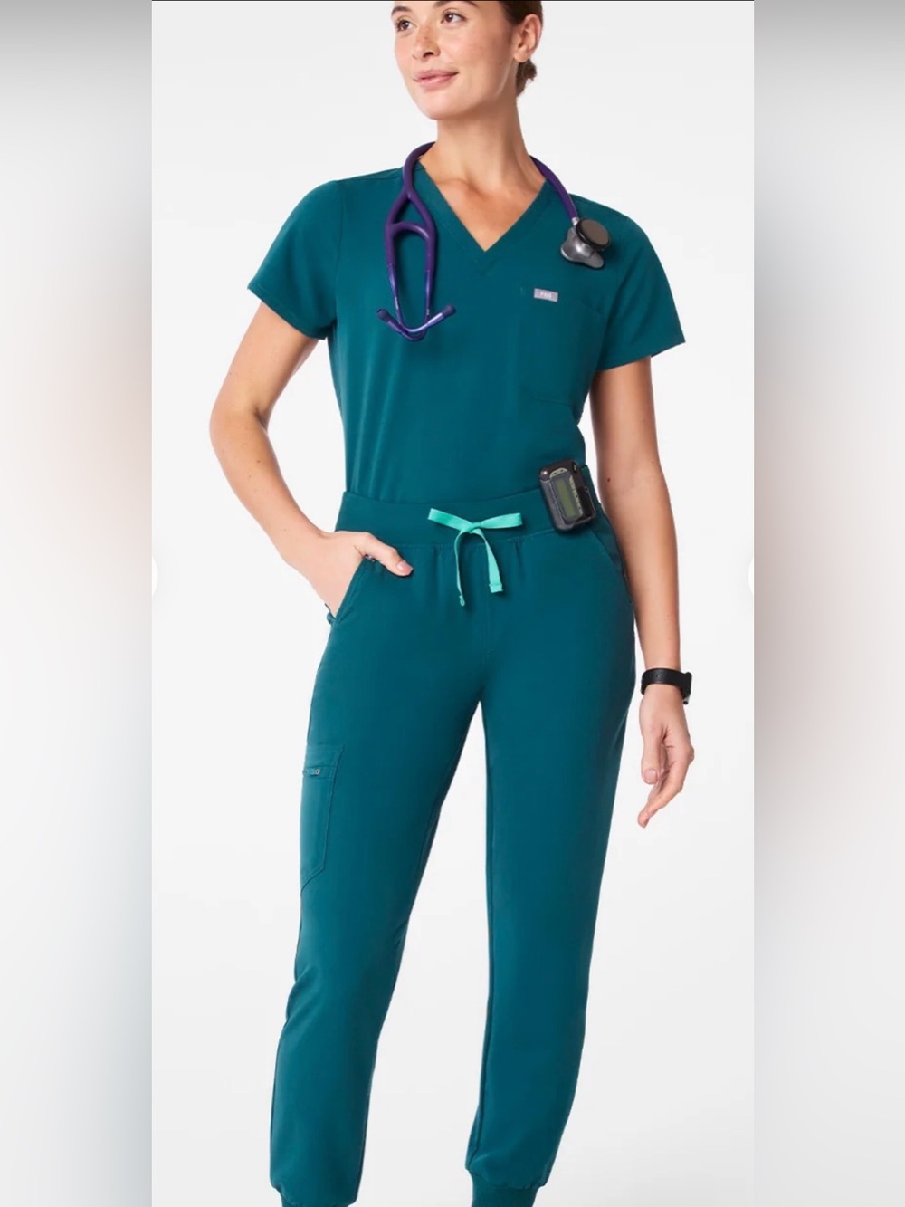 Figs Women's Catarina One-Pocket Scrub Top and Zamora jogger scrub pant